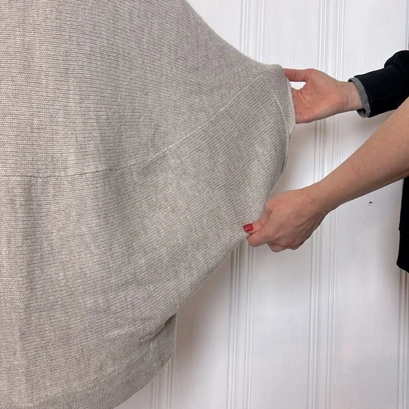 Light Beige Convertible Turtleneck Poncho Sweater/cardigan - Picture 9 of 13